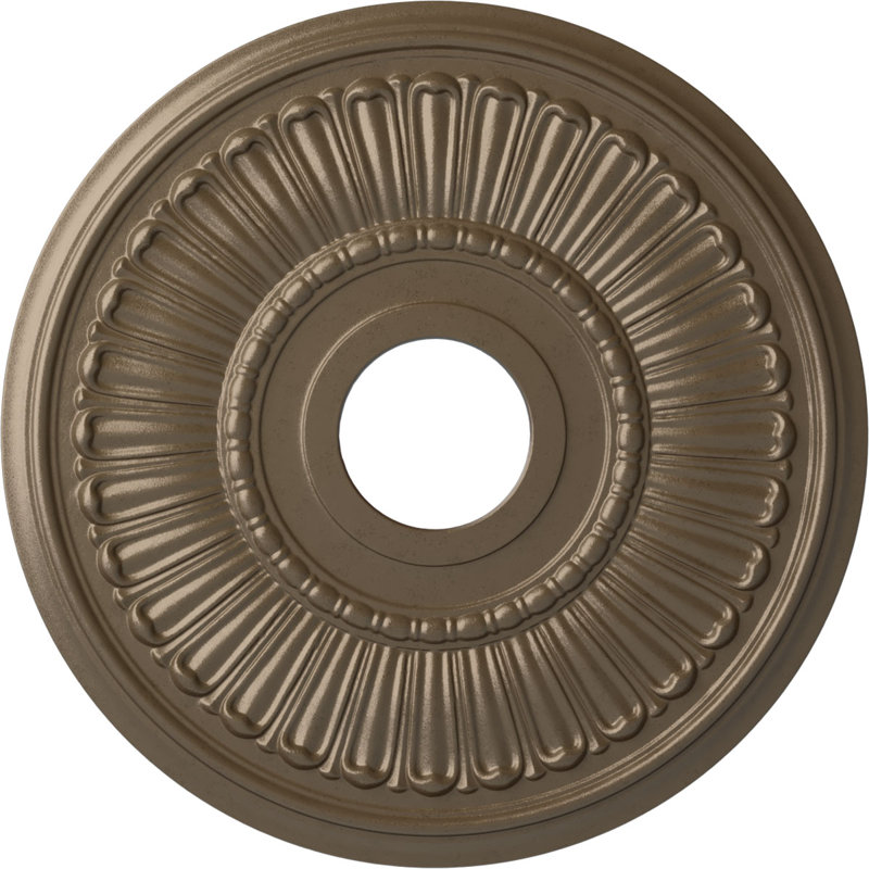 Médaillon de plafond Endurathane Melonie, DO 16 po x P 3 5/8 po x P 3/4 po (convient aux auvents jusqu'à 6 3/8 po), fini argent chaud peint à la main