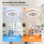 Ventilateur de plafond encastré 19 po avec lumière DEL et télécommande Lamad-229431110