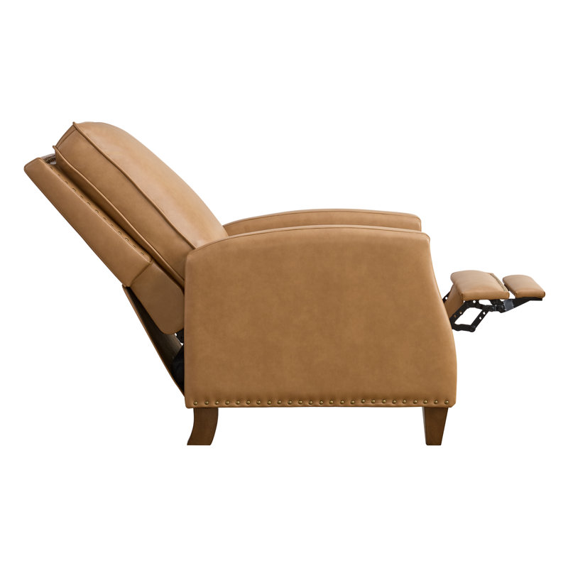 Manual Push Back Recliner, Camel Performance Faux Leather