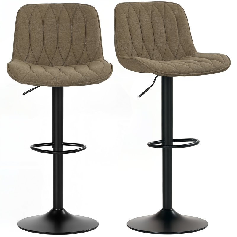 Swivel Upholstered Adjustable Height Counter Stool with Metal Frame, Brown