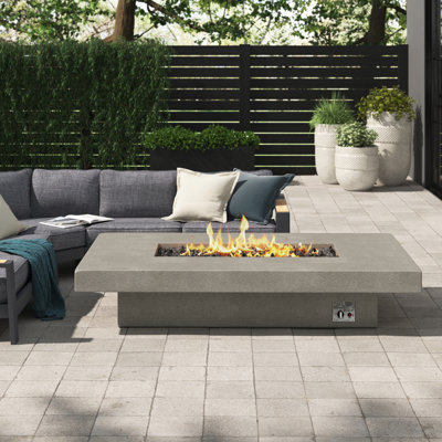 Cowden 72" W Rectangle Concrete Propane Fire Pit Table