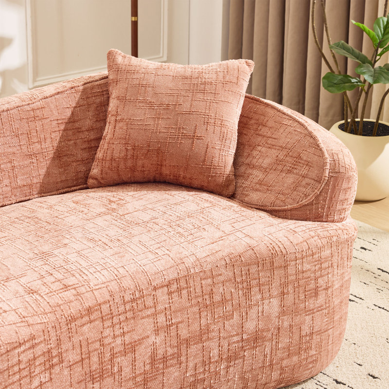 Boneless 66.93'' Chenille Curved Two - Person Compress Sofa, Pink