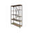 Choon Dria 75 Inch Bookcase, 5 Shelves, Black Metal, Brown Solid Poplar Wood