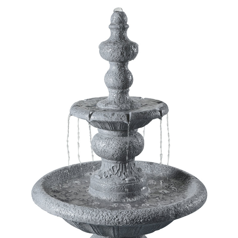 Plourde 2-Tier Classic Pedestal Outdoor Water Fountain with Adjustable Flow, Shallow Basin, and Weather-Resistant Design