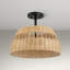 Lampe suspendue Twinkle (abat-jour en rotin, métal noir)