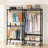 Rolling Clothes Rack with Wheels and Adjustable Wire Shelves