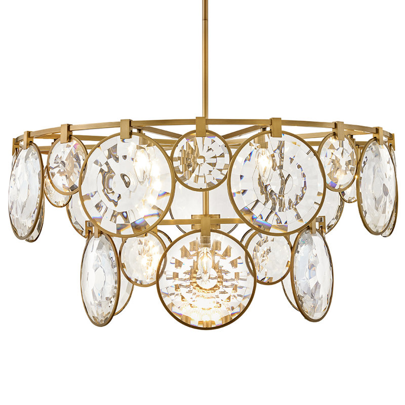 Nala 15 - Light Crystal Tiered Chandelier, Heritage Brass