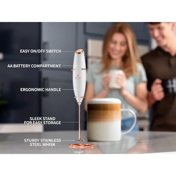 Zulay Powerful Milk Frother for Coffee with Upgraded Titanium Motor -  Handheld Frother Electric Whisk, Milk Foamer, Mini Mixer and Coffee Blender