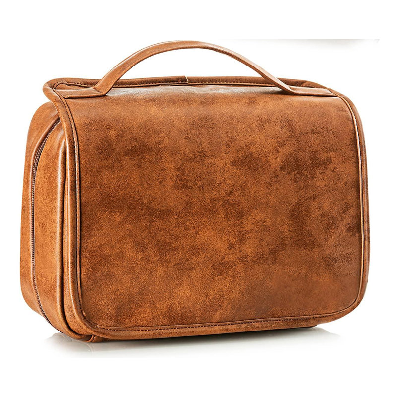Grande trousse de toilette en cuir imperméable 3-en-1 de voyage Essentials