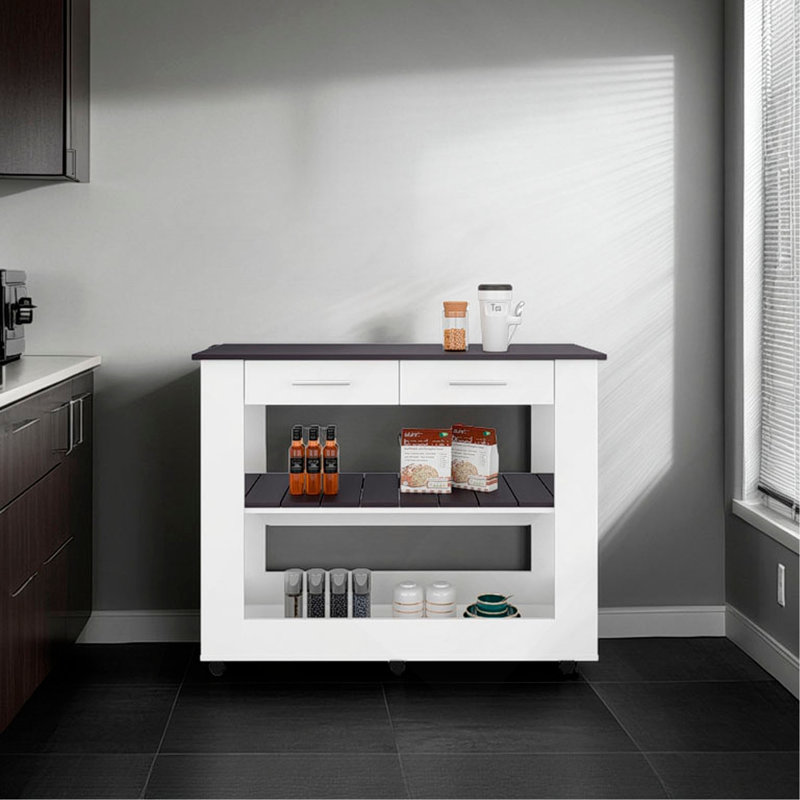 Îlot de cuisine avec rangement ouvert et 3 tablettes