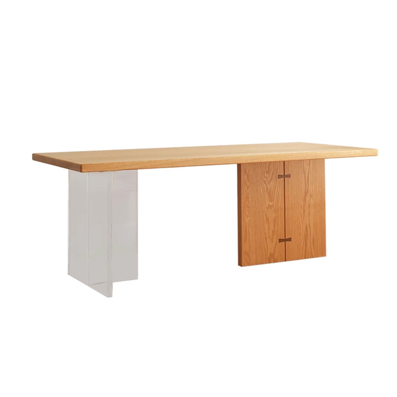 Creative Oak Solid Wood Acrylic Dining Table, 29.52"H x 94.48"L x 35.43"W