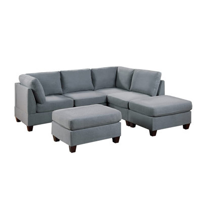6 Piece L-Shape Linen-Like Fabric Modular Set