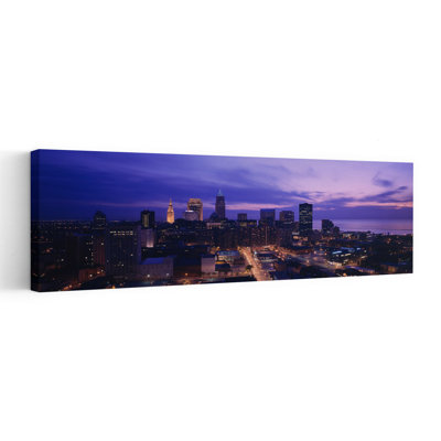 High angle view of buildings in a city Cleveland Ohio USA 1 Piece Wrapped Canvas Panoramic Wall Art