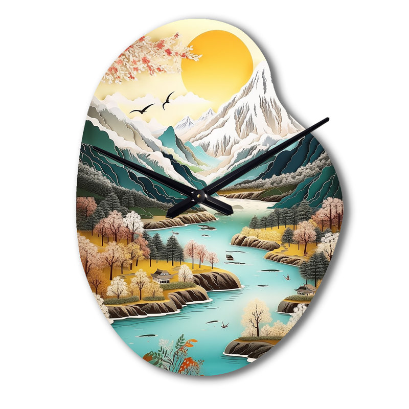 Horloge enneigée en métal crème, Grand