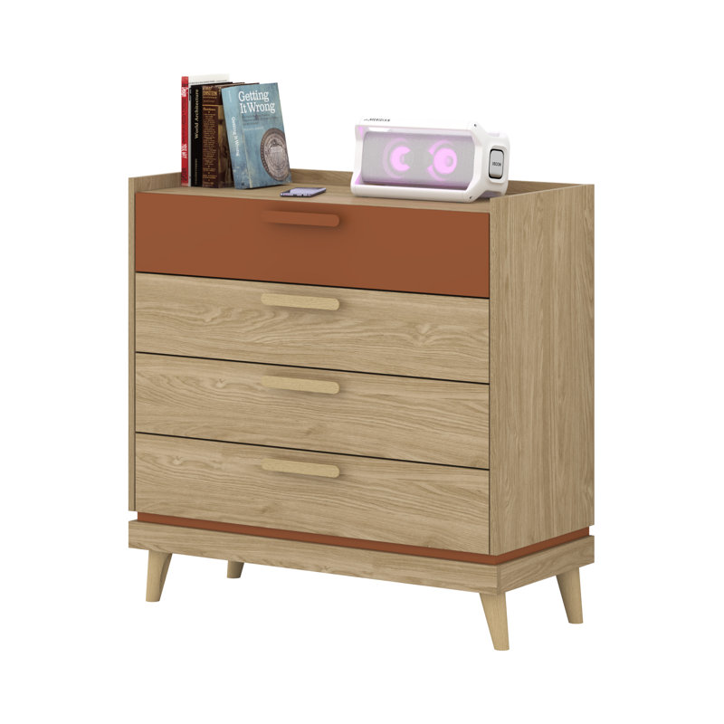 Holladay 90cm W 4 - Drawer Chest of Drawers, Beige/Orange