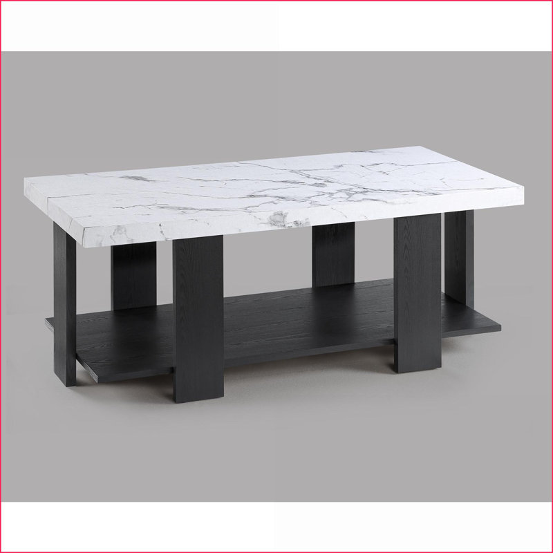 Ensemble de 3 tables basses modernes en faux marbre gris, fabrication robuste et amp; Assemblage facile pour le salon
