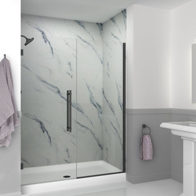 Transolid Elizabeth 59-in W x 76-in H Hinged Shower Door with Clear Glass