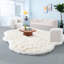 Ensemble de canapés modernes, canapé 3 places en tissu blanc Boucle, salon japonais Home