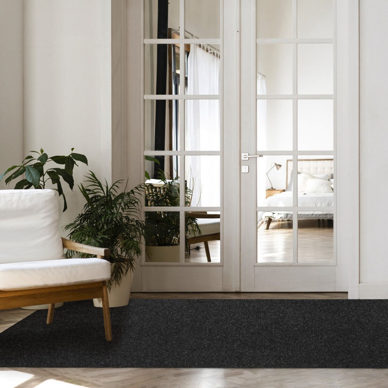 Tapis de couloir ou de cuisine avec envers en caoutchouc, noir, Tapis de couloir 4 pi x 17 pi