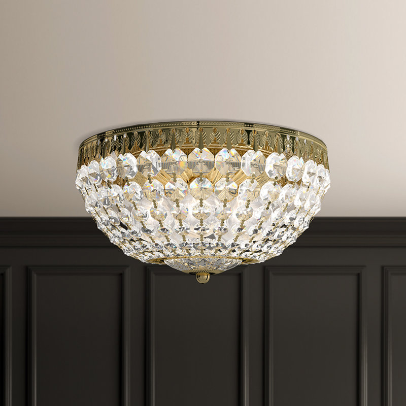 Petit Crystal 5 Light 12in x 6.5in Flush Mount in Polished Gold with Clear Radiance Crystals, Clear Radiance, Polished Gold