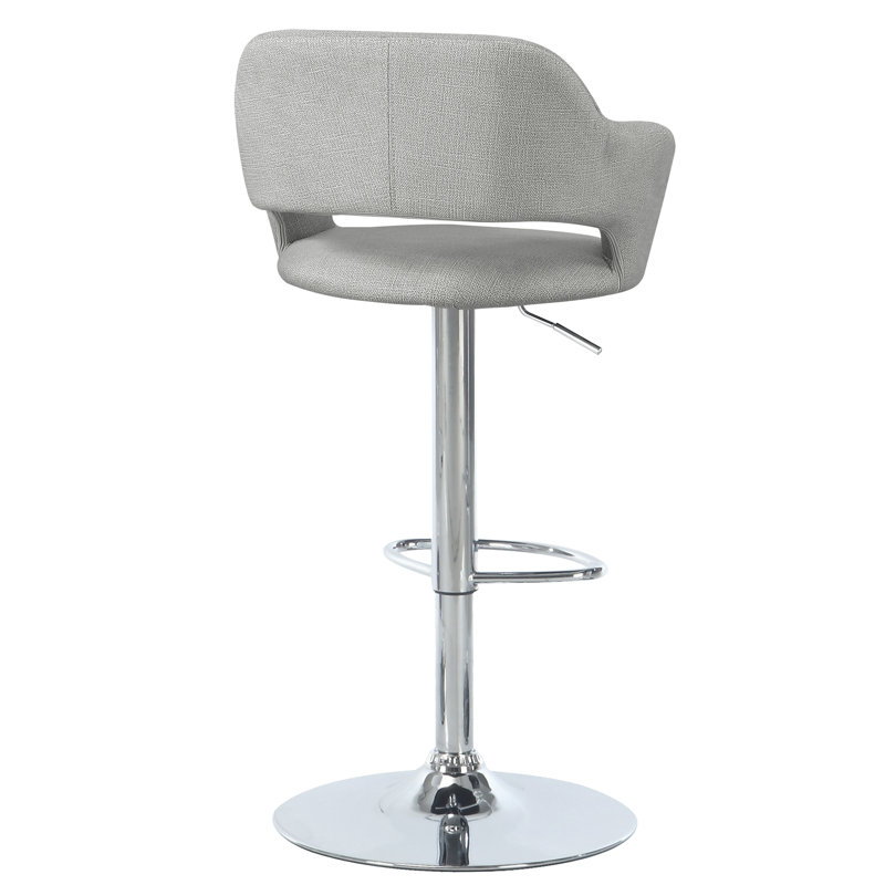 Tabouret de bar gris avec fonction réglable et support métallique stable dans la base