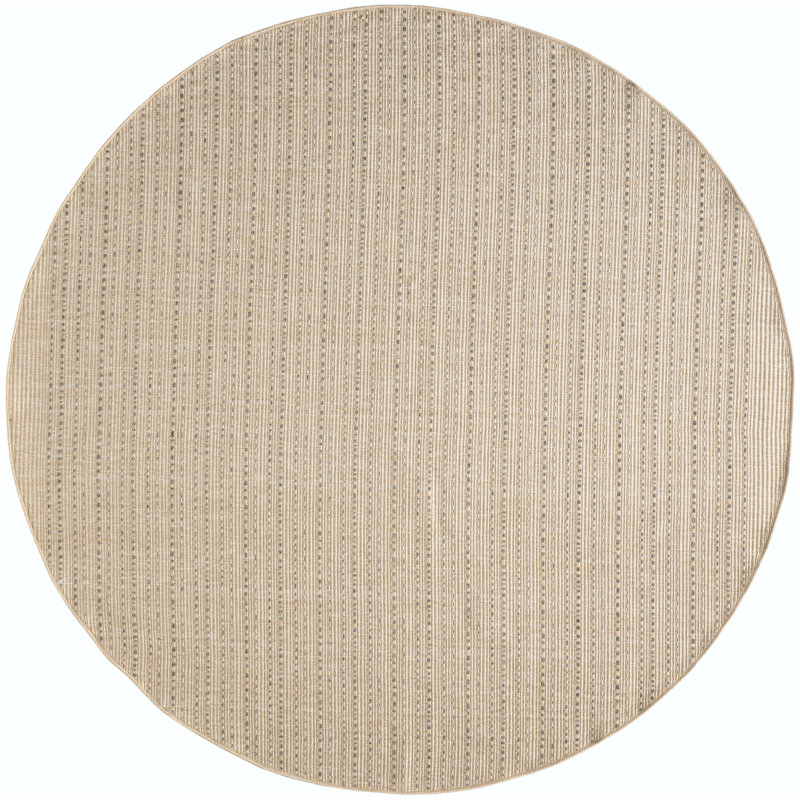 Tulum Striped Indoor/Outdoor Area Rug, Round 8', Tan