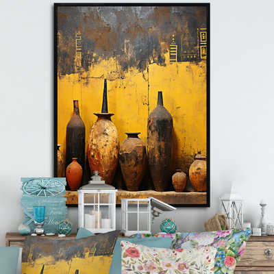 Art contemporain de poterie jaune - décoration murale Boho Pottery