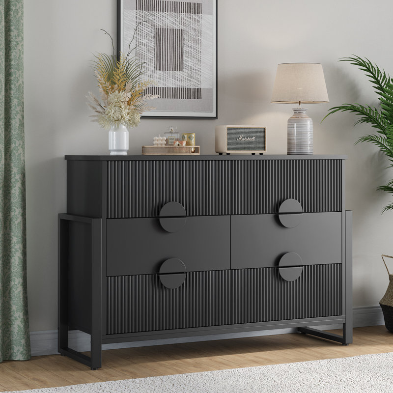 Commode à six tiroirs, Noir