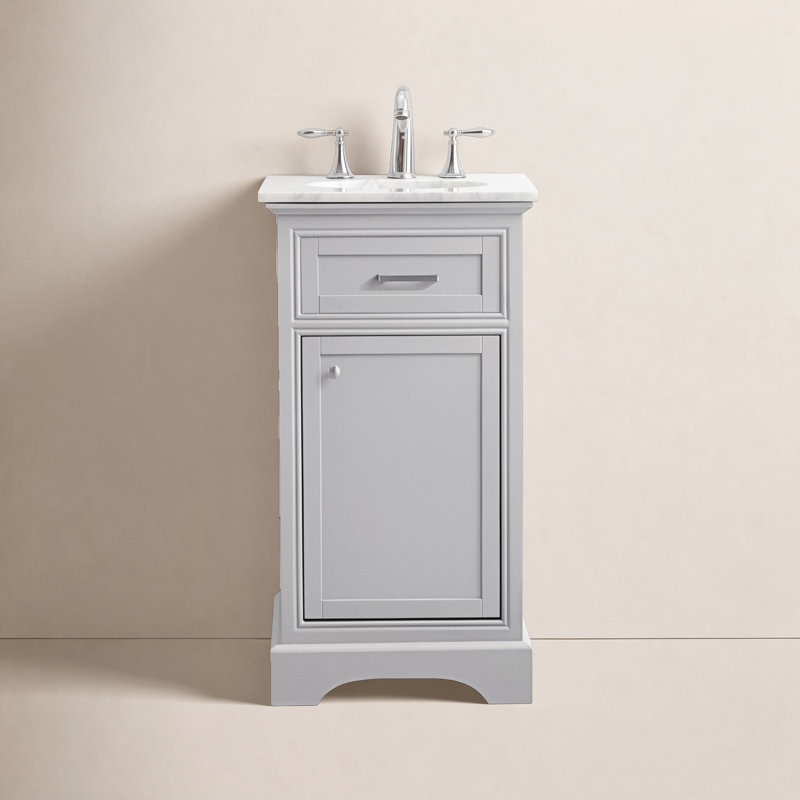 Hermes 19 " W Freestanding Standard Free Standing 1 Single Vanity Bathroom Vanity With Carrara Marble Top, Gray