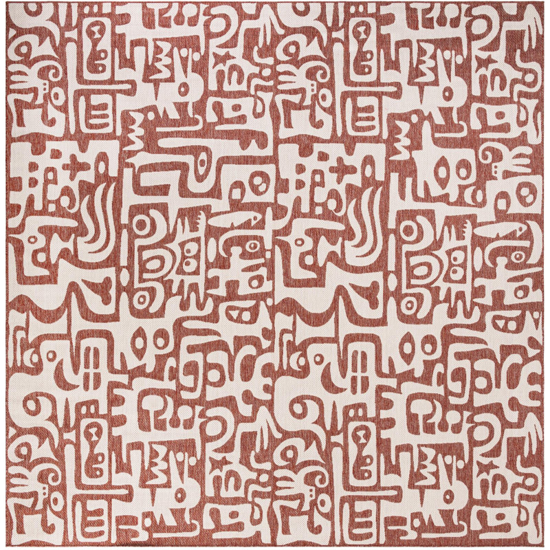 Tapis rouge rouille Aucun, Carré 12 pi