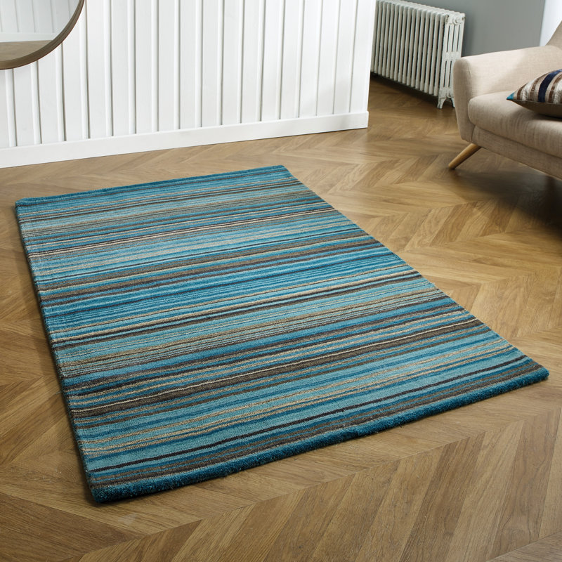 Abderdeen Striped Wool Hand Woven Area Rug, Rectangle 120 x 170cm