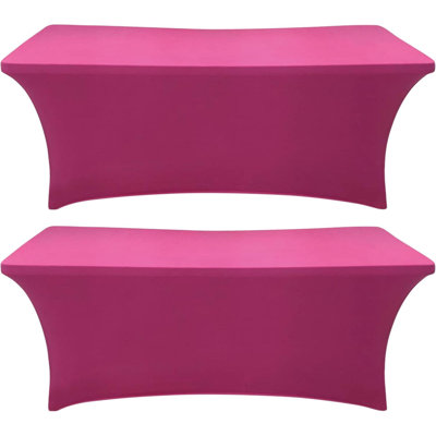 2 Pack Table Cover Fitted Rectangular Tablecloth Stretchable Fabric Lycra Table Cloth 6 Ft Wrinkle-Free For Party Tradeshows Banquet Weddings Cocktail