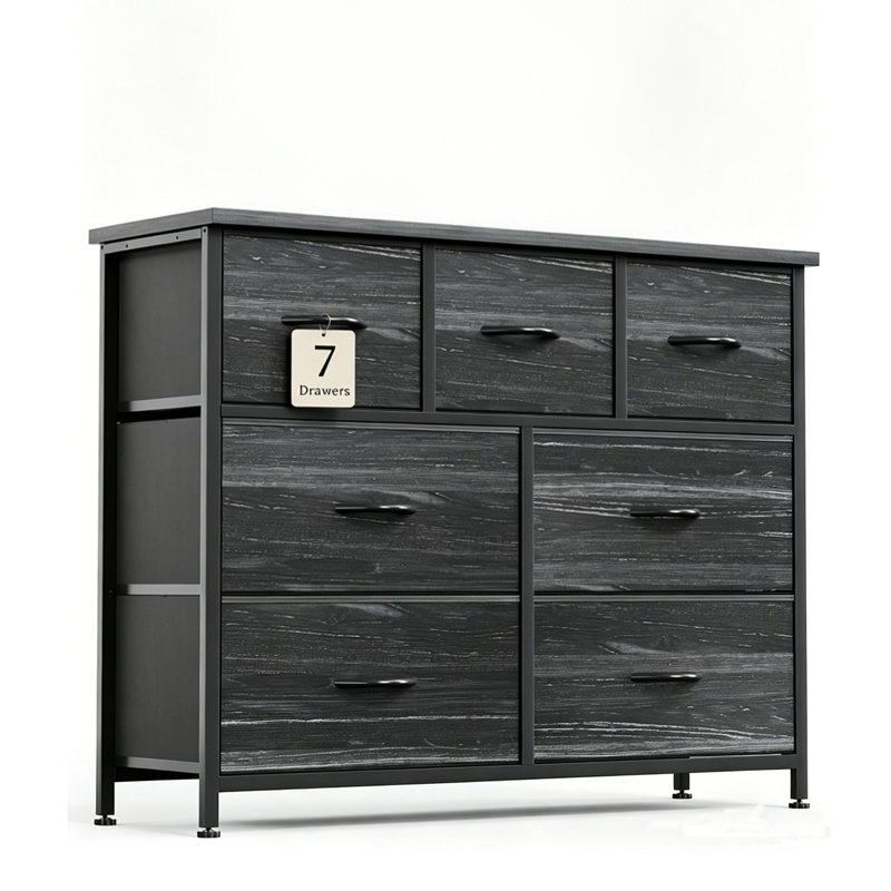 100 cm W Chest of 7 Drawers, Charcoal Black