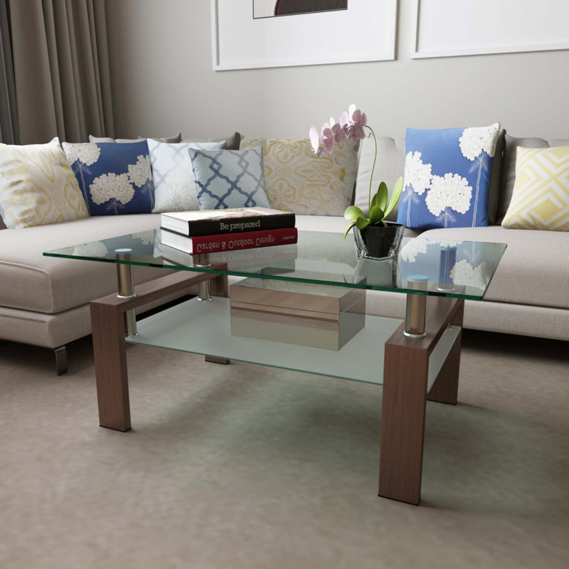 Table basse rectangulaire en verre, table basse transparente, tables d'appoint modernes pour le salon, meubles de salon