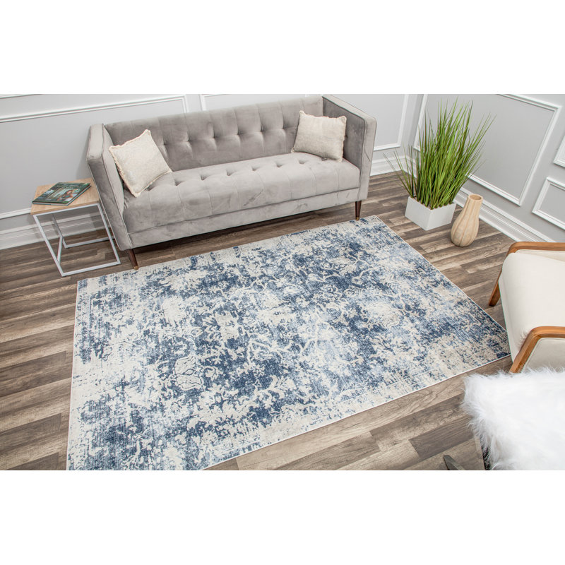 Tapis bleu rétro Lavallée Lavallée, Rectangle 8 pi x 10 pi
