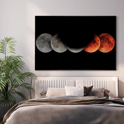 Lunar Phases Eclipse Moon Cycle Space Lovers Illustrations Extra Large Framed Wall Art Print Decor (Frame Assembly Required)