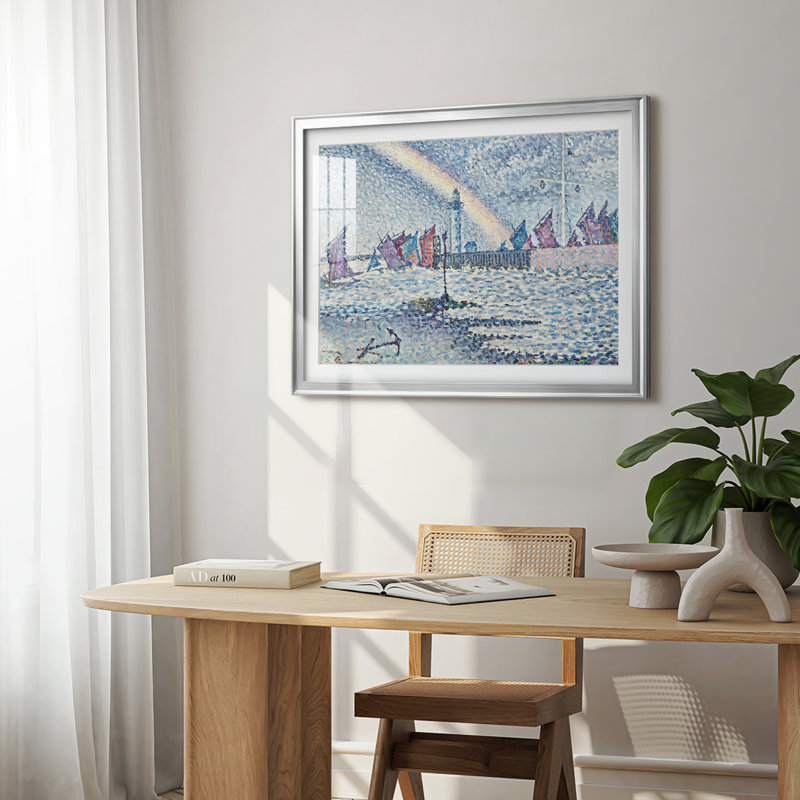 Harbor Scene with Rainbow-Paul Signac-Framed Print with Mat and glass-1899, Framed Print, 22.5x30.5, Silver