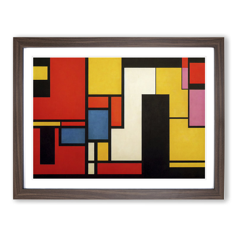 Cubism Abstract - Framed Print, 34cm H x 46cm W x 2cm D, Walnut