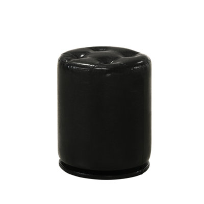 Contemporary Round Swivel Button Vanity Stool With Black Seat, 17 Lb, Bedroom Furniture Decor Accessory Piece Upholstery, 16.7" Tall,