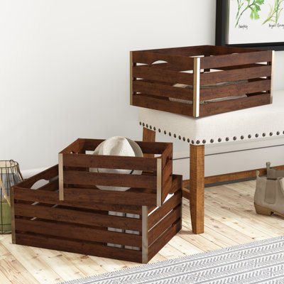 Grand ensemble de 3 caisses en bois