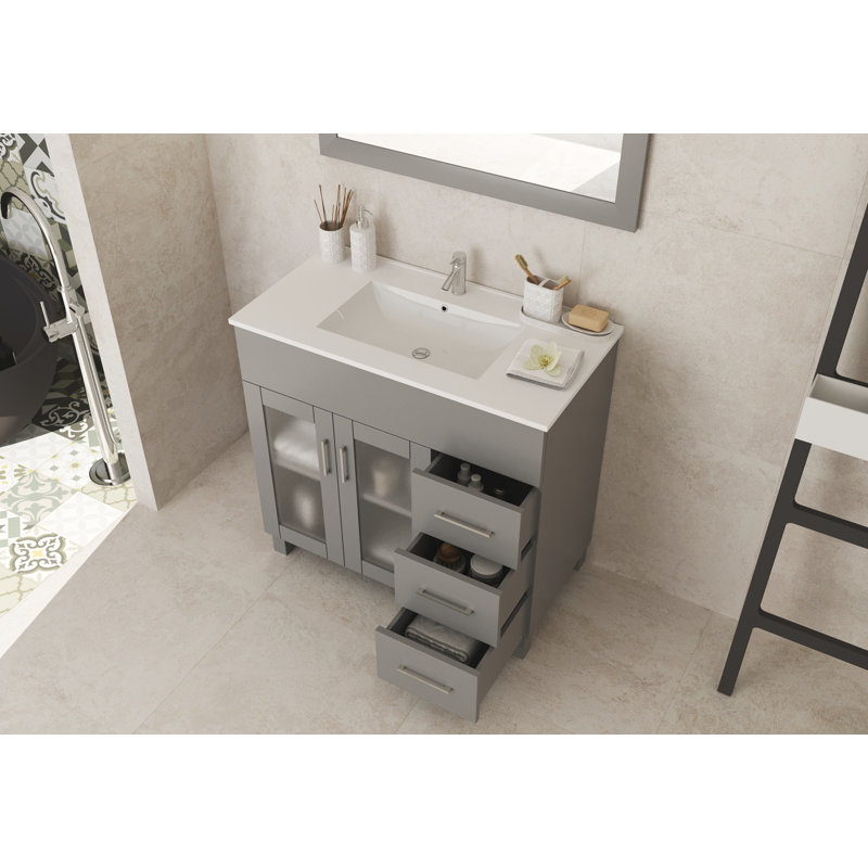 Nova 35.83'' Single Bathroom Vanity with Ceramic Top, Gray
