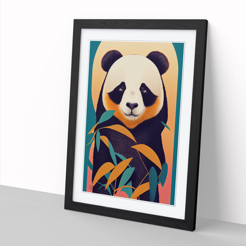 Panda Art - Single Picture Frame Print, Black, 64cm H x 46cm W x 2cm D