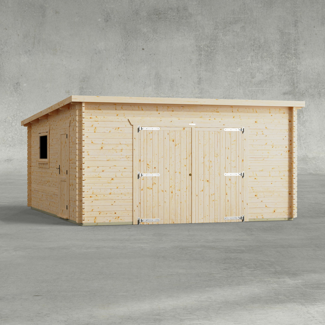Powersheds 16 x 20ft Pent Garage Log Cabin - 44mm