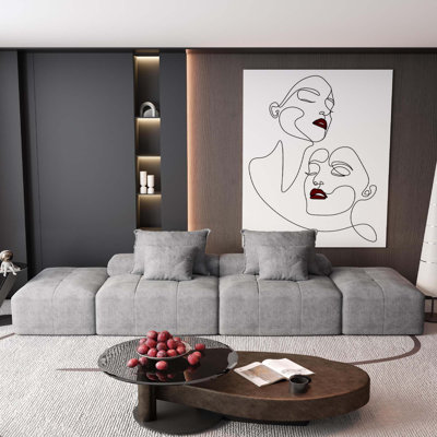 Canapé modulaire Boneless 4 pièces avec 2 repose-pieds, 2 sièges et 4 coussins