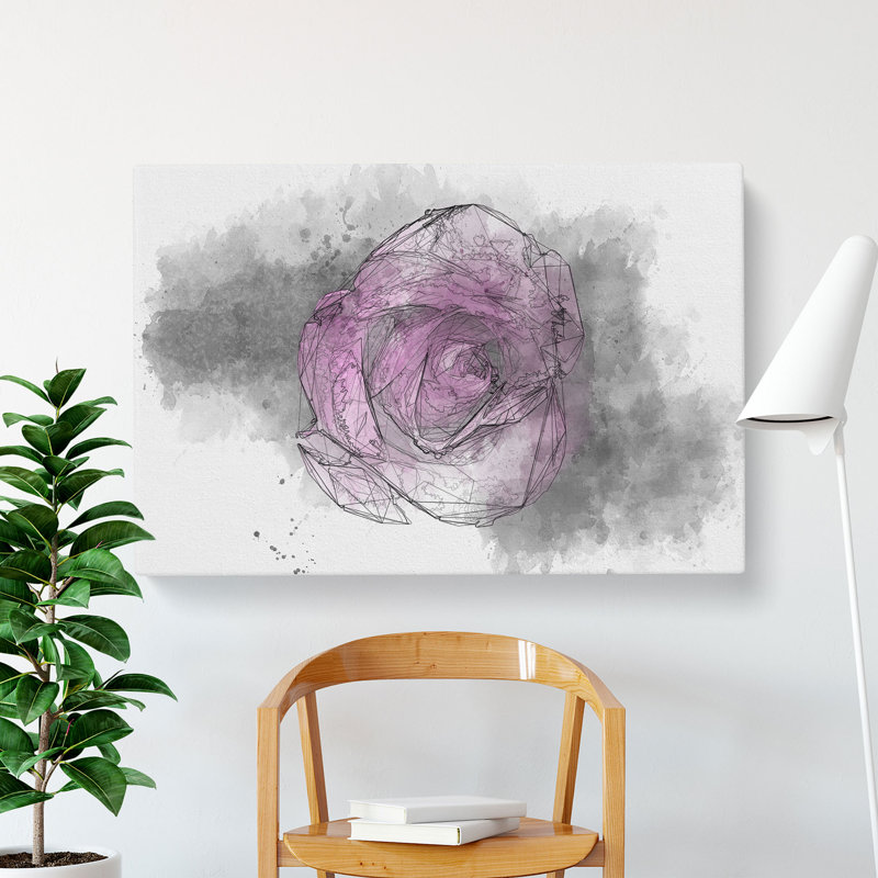 Purple Rose In The Shadows - Wrapped Canvas, 60cm H x 91cm W x 3cm D
