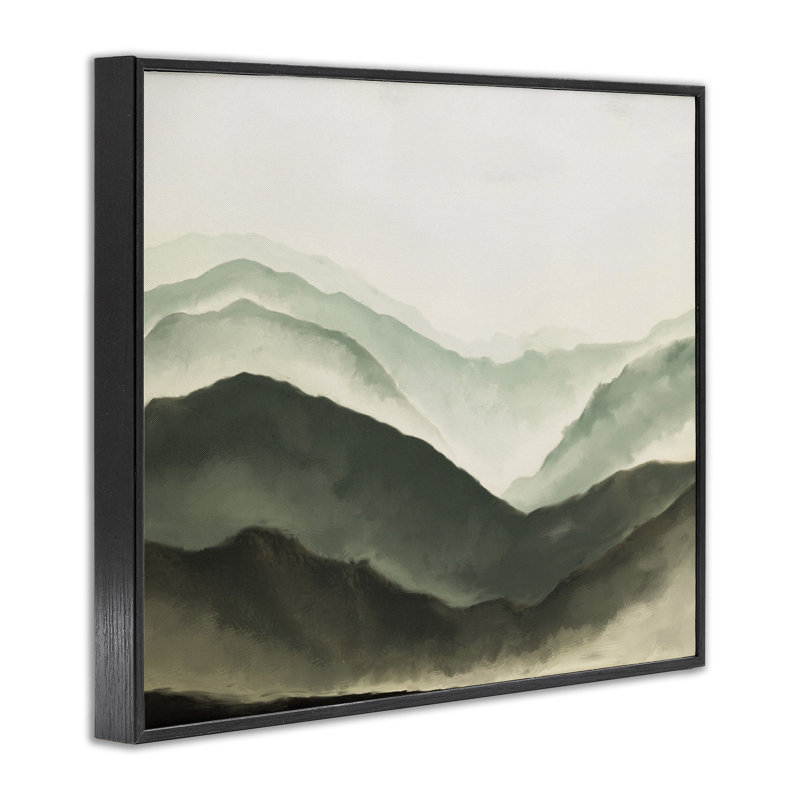 Misty Mountain Range Atmospheric Landscape, 20" H x 16" W, Midnight Black Framed Giclee