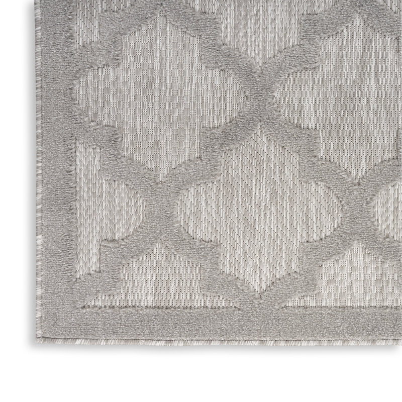 Adianey Red Barrel Studio Easy Care Trellis Silver/Gray Indoor/Outdoor Area Rug, Runner 2' x 6'