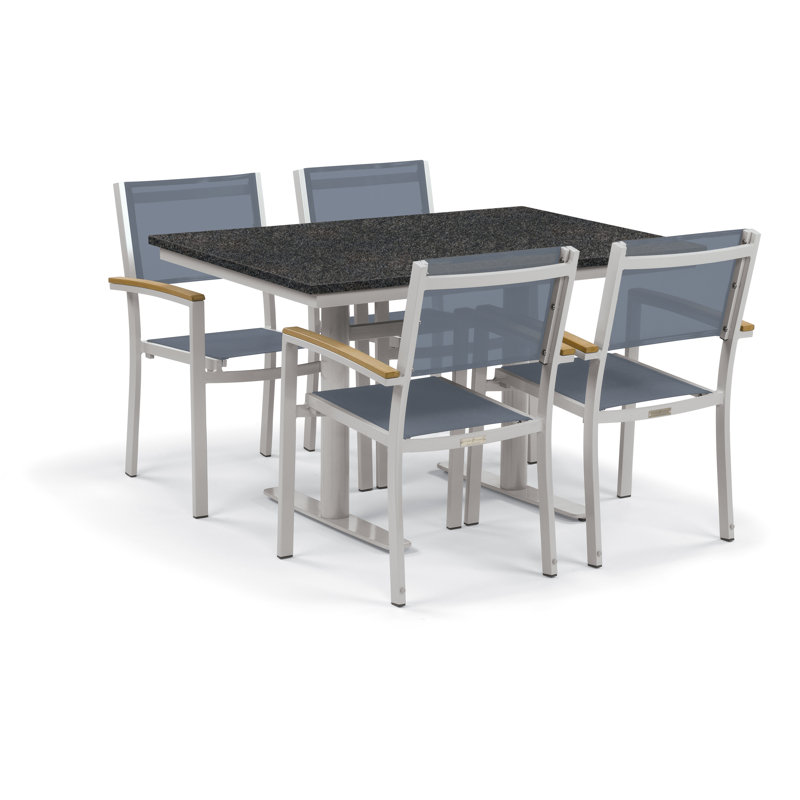 Travira Outdoor 5 - Piece Dining Set, Go Green, Black, Ash