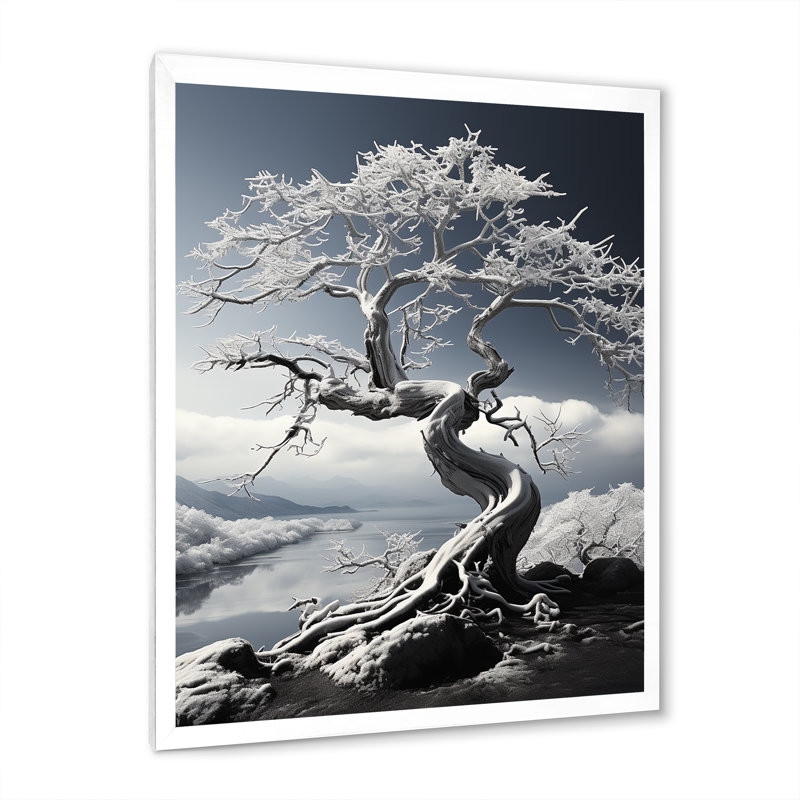 «Dreams» sur toile, noir et blanc, Cadre simple blanc, H 32 po x l 16 po x P 1 po