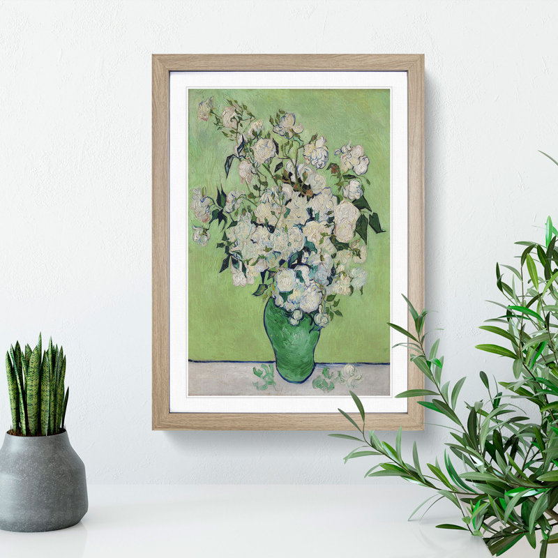 Roses Vol.2 by Vincent Van Gogh - Framed Print, Oak Framed, 48cm H x 36cm W x 2cm D